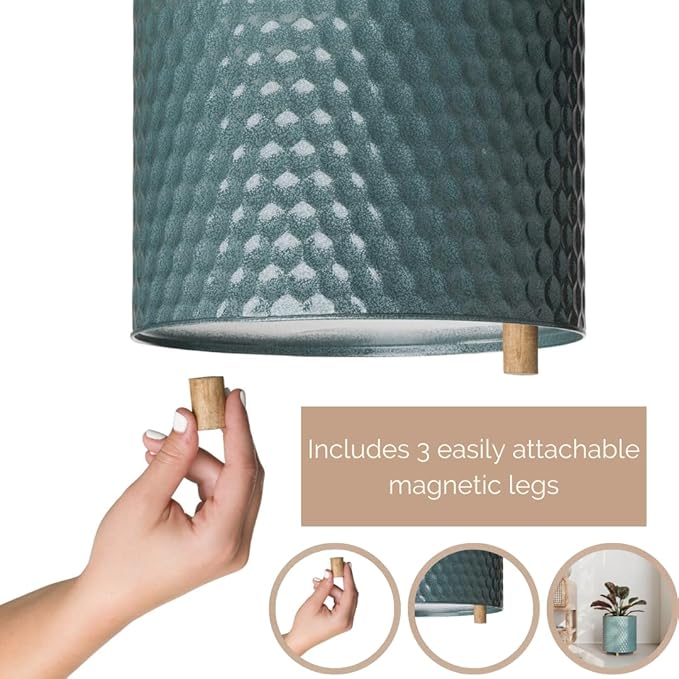EverNest Rhys Blue-Green Modern Honeycomb Pattern Indoor Planter with Wooden Stand, 10-Inch Plant Pot, SelectBase, Mid-Century Modern Home Decor Planters (Medium, 2 Gallon)