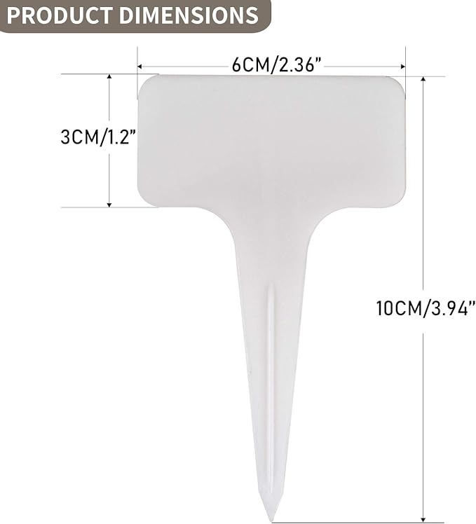 100PCS Plant Labels, 2.36x3.93IN T-Type PVC Garden Tags, Waterproof Plant Sign, Durable Garden Labels, Nursery Garden Marker, Plant Name Tags for Seed Potted Herb Flower Vegetable (White)