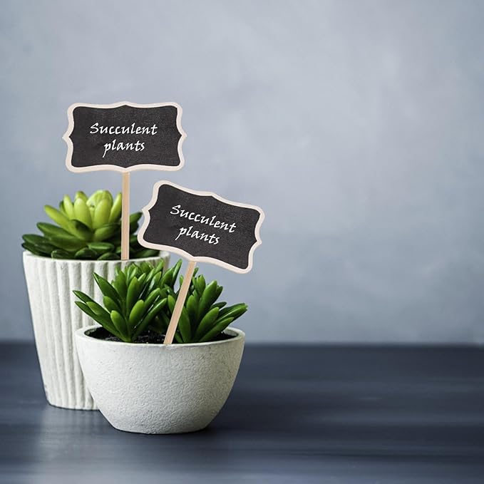 20PCS Wood Chalkboard Plant Tag, Gardening Plug-in Plant Identification Marker, Nursery Garden Plant Markers Tag，Miniature Plants Wooden Tags, Lawn Signs Plant Markers Chalkboard