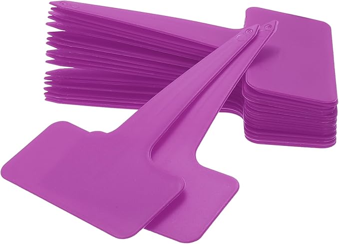 uxcell 100Pcs 4 Inch Plant Labels Large T-Style Garden Marker Plant Tags Markers for Flower Beds Pots Vegetables Purple