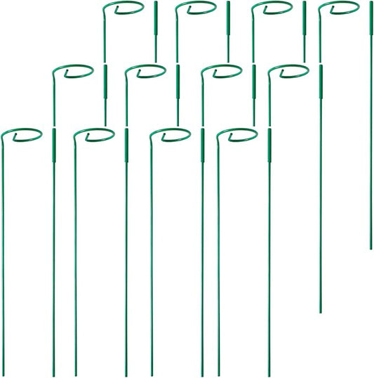 PFNRTH 12 Pack Plant Stakes,Plant Support Stakes for Two Sizes(16 or 32 Inches),Plant Stakes for Outdoor Plants,Garden Flower,Tomato(Green)