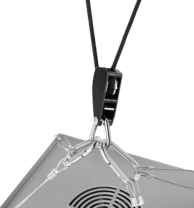 4 Pair 1/4 Inch 8 Feet Long Adjustable Rope Clip Hanger, Grow Light Ratchet Hanger with Reinforced Internal Metal Gears for Hanging, 150lb Bearing Capacity Per
