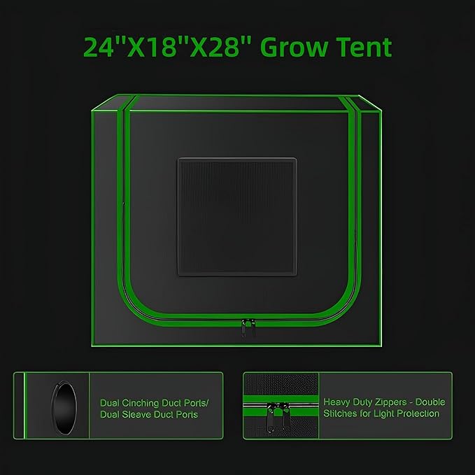 MELONFARM Small Grow Tent for Aerogarden，24”x18”x28” ，Hydroponics Growing System ，Highly Reflective 600D Diamond Mylar Canvas with Ventilation window and Floor Tray for Hydroponic Indoor Plant Growing