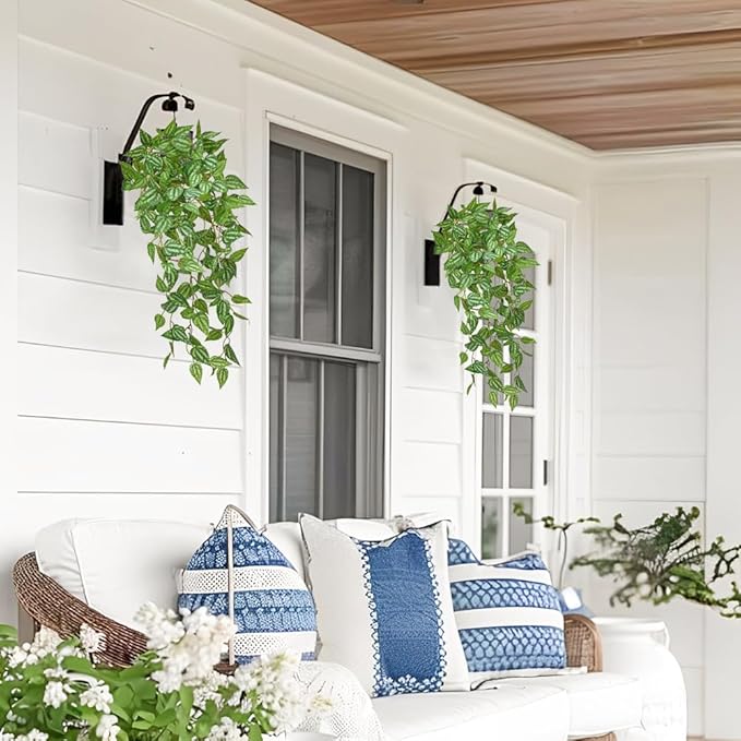 DILATATA Fake Hanging Plants Artificial Hanging Plants 181 Leaves Faux Peperomia Hanging Leaves Plants for Wall Shelf Home Indoor Outdoor Decor - 5 Pack