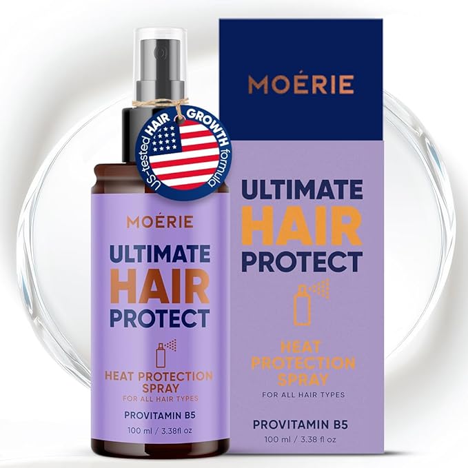 Moerie Hair Heat Protectant Spray – Thermal Protection Mist up to 450°F – Lightweight Anti-Frizz Heat Protector for Flat Iron, Curling Iron & Blow Dryer – Safe for All Hair Types