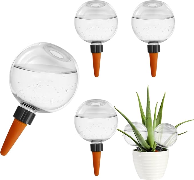4 Pcs Self-Watering Planter Insert Self-Watering Planter Globes with Slow Release Water Control for Indoor & Outdoor Plants (4, Globe)