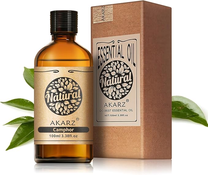 AKARZ 100ml Camphor Essential Oil Natural Camphor Oil Pure for Candle Making,DIY Skincare Products Massage,Home Spa Relaxation
