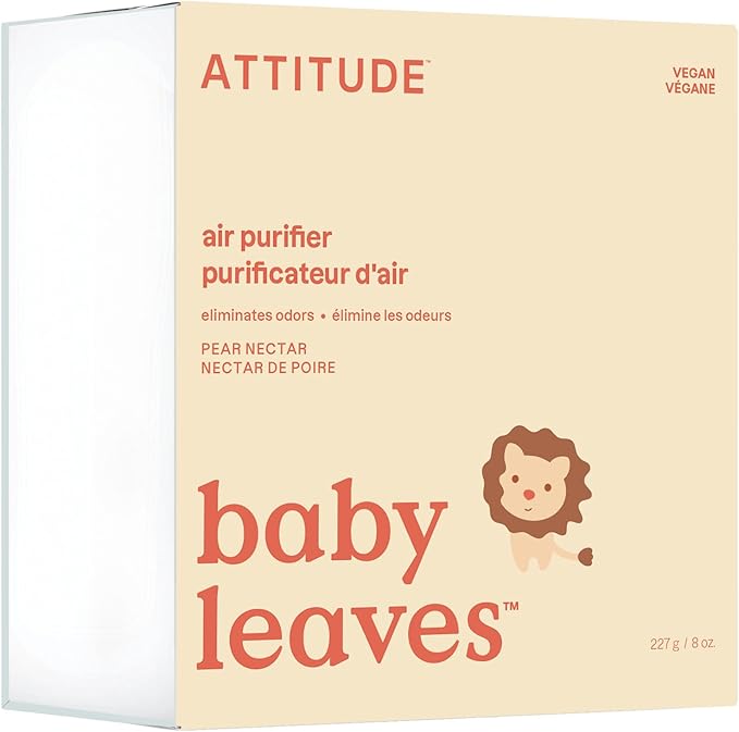 ATTITUDE Baby Air Purifier, Activated Carbon Freshener, Odor Remover, Plant and Mineral-Based, Vegan, Pear Nectar, 8 Ounces