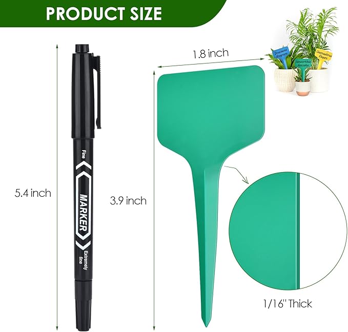 Darfukei Plant Labels 120pcs with Garden Plant Markers Pen of Outdoor Waterproof,Color T-Type Plant Tags and Permanent Marking Pen, Garden Labels Gardening Gifts for Women Men