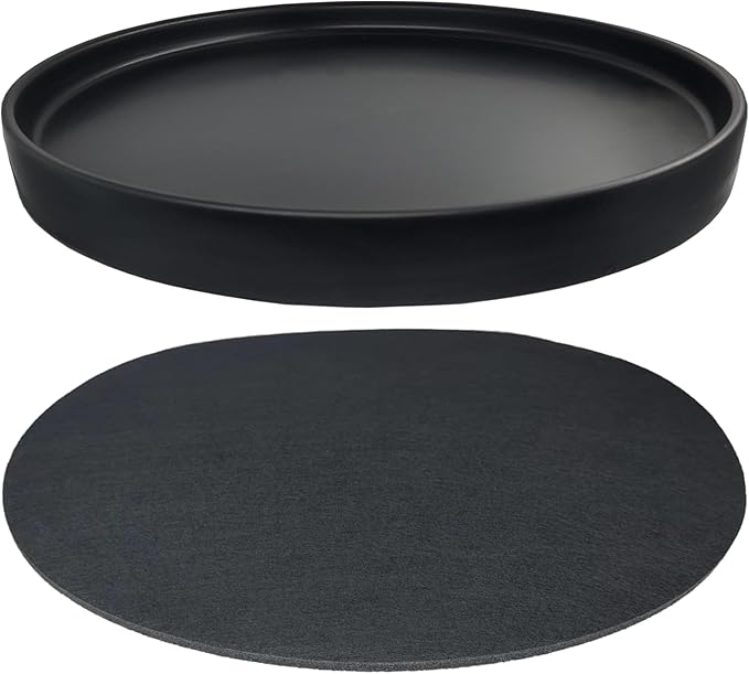 Yukfona Ceramic Plant Saucer Pot Tray 10 Inch, Planter Saucers 4 5 6 7 8 9 10 11 12 13 Inch for Indoors Outdoor, Durable Sturdy Flower Drainage drip Water Tray for Glazed Pots Base (10.7 Inch-Black)
