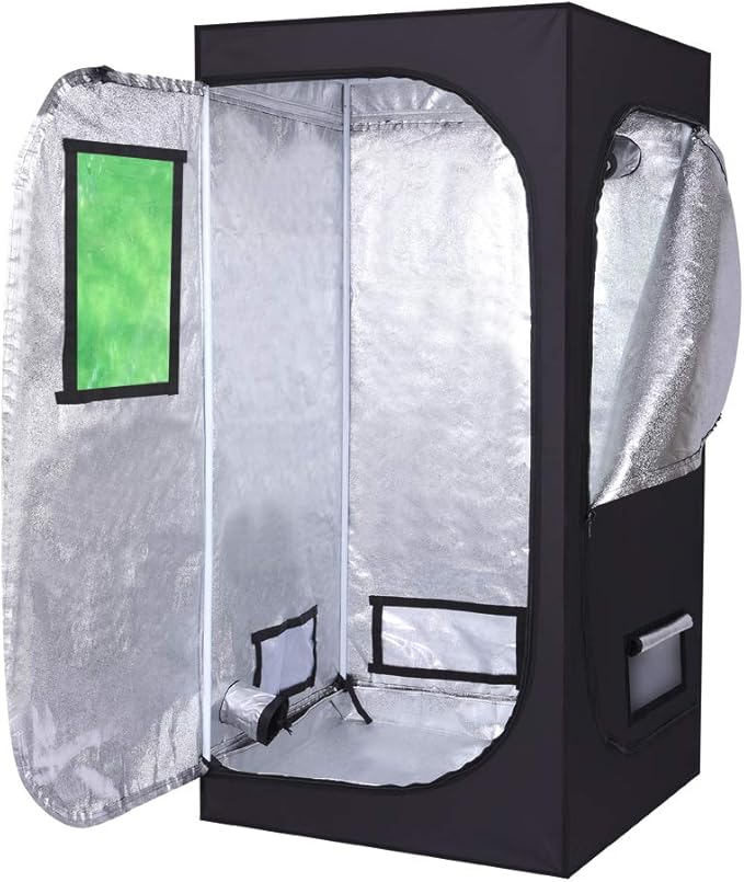 High Reflective Hydroponic Grow Tent Indoor Grow Room with Observation Window and Floor Tray for Planting Fruit Flower Veg (32"x32"x63")