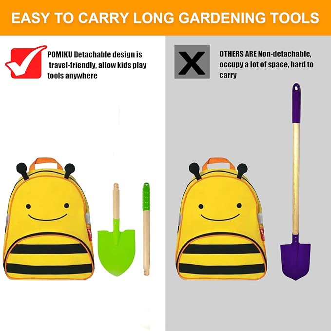 Toddler Gardening Tools, Kids Rake and Shovel Set for Digging Dirt, Children Broom for Outdoor Yard Garden Camping, Montessori Toys for Ages 3 4 5 6 7 8 Years Old (8PCS)