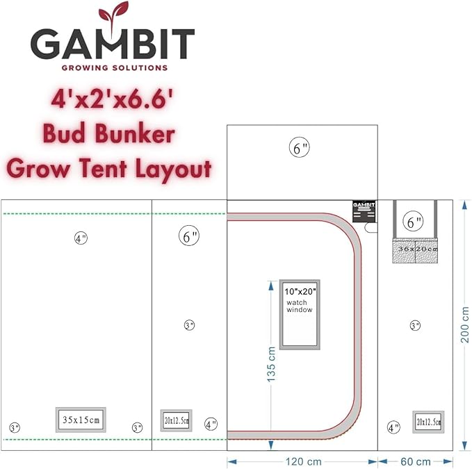 Bud Bunker 4x2 Grow Tent, Thickest 25mm/1-Inch Poles, Heavy-Duty 2000D Diamond Mylar Canvas, 48"x48"x80" (4x2)