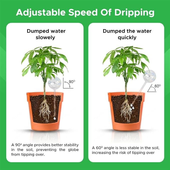 EcoNour 2PCS Light Iridescent Self-Watering Glass Globes | Automatic Plant Waterer for Indoor & Outdoor Use | Provides Up to a Week of Hydration | Ideal for Plant Lovers