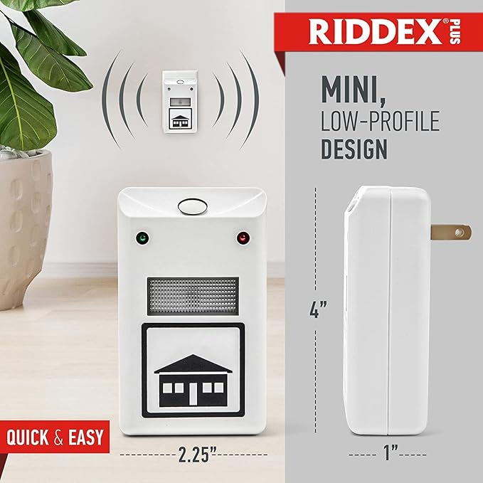 RIDDEX Plus Insect Repellent | Plug in, Mouse Deterrent - Pest Control for Defense Against Rats, Mice, Roaches, Bugs and Insects | Control Pests with No Chemicals or Poison | White 3-Pack