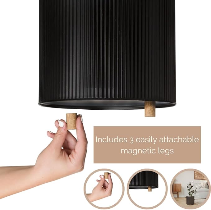 EverNest Everett Black Striped Modern Planter with Peg Leg Stand, 10-Inch Plant Pot, SelectBase, Neutral Mid-Century Modern Home Decor, Planter for Indoor Plants (Medium, 2 Gallon)