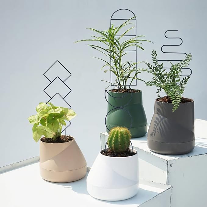 Wellsign Indoor Plant Trellis for Climbing Plants, 16inch Small Garden Metal Trellis for Potted Plants Outdoor with Different Patterns for Vine Ivy Flower Plant Support 4 Pack