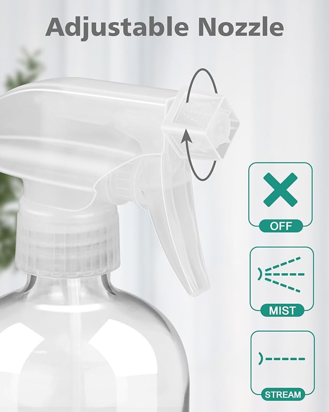 Rionisor Glass Spray Bottles with Silicone Sleeve Protection, Empty 16OZ Reusable Spray Bottles, Refillable Containers with Spray Nozzles for Cleaning Solutions, Plants and Essential Oils 1 Pack Green