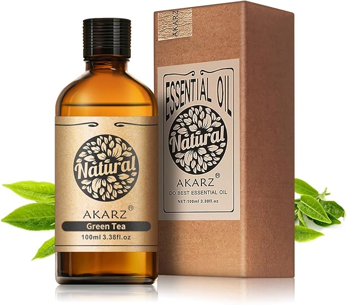 AKARZ 100ml Green Tea Essential Oil Natural Green Tea Oil Pure for Candle Making,DIY Skincare Products Massage,Home Spa Relaxation