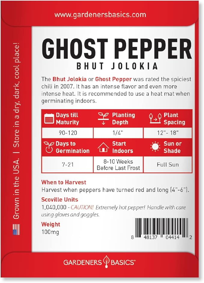 Ghost Pepper Hydroponic Growing Kit - Grow Your Own Bhut Jolokia Peppers - Non-GMO Heirloom Seeds, Complete Indoor Hydroponic Grow Kit, Hot Chili Gardening Gift for Spicy Lovers, Easy to Grow & Plant