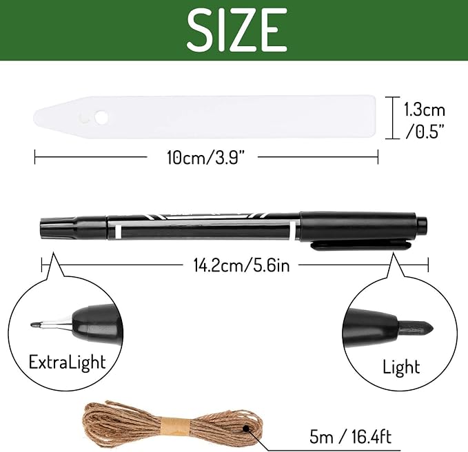 Whaline 200Pcs Thick Plastic Plant Labels with Hole White Garden Stake Markers Waterproof Garden Tag Signs for Greenhouse Seedlings Flowers Spotted Plants with 2 Marker Pen and Twine (10 CM)