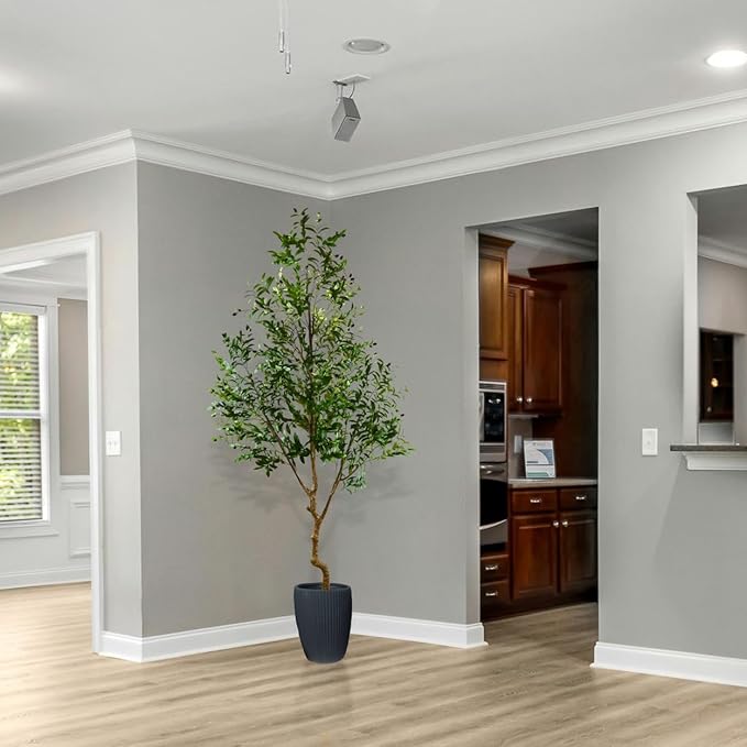 Warmplants 8ft Artificial Olive Tree, 96” Tall Fake Plant with Basket, Indoor Outdoor Faux Large Olive Silk Tree for Home Office Living Room Decor (2400 Leaves)