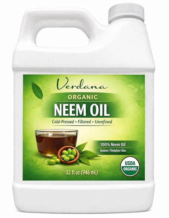 Verdana Organic Neem Oil – Cold Pressed, 100% Pure Neem Seed Oil, Concentrated Multi-Purpose Oil for Skin, Hair & Plant Use, No Additives - 32 Fl Oz