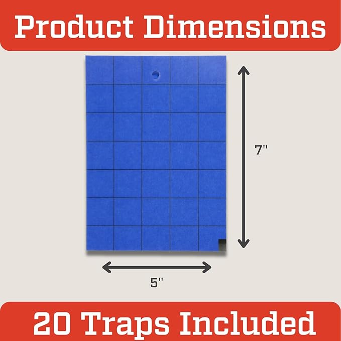 Tanglefoot Sticky Tangle-Trap Cards 20 Pack - 5"x7" – Double-Sided Yellow & Blue Hanging Traps for Garden, Plants & Greenhouse Use