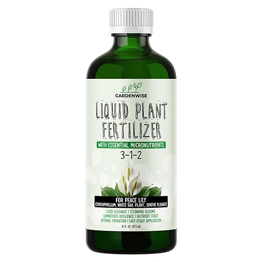 GARDENWISE Peace Lily Fertilizer: 3-1-2 Liquid Fertilizer with Essential Micronutrients - The Ultimate Food for Spathiphyllum, Perfect for Indoor Plants (8 OZ)