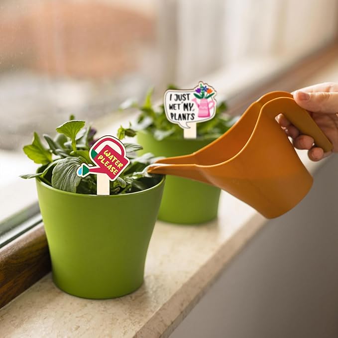 JUYRLE Funny Wooden Plant Labels - 15 Pack Tags for Succulents, Flowers, Greenery; Waterproof, Outdoor Garden Plant Markers; Perfect Gifts for Plant Lovers