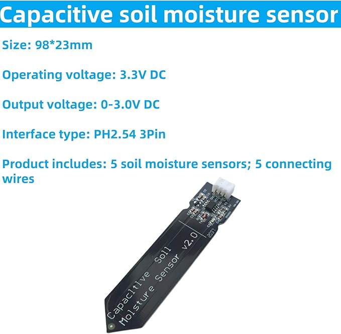 10Pcs Capacitive Soil Moisture Sensor Module 3.3V Compatible with for Arduino Raspberry Pi DIY