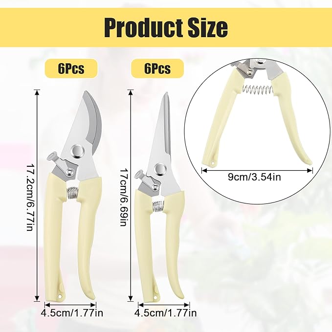 12 Pcs Garden Shears Pruning Garden Clippers Bulk Bypass Pruner Heavy Duty for Gardening Hedge Plant Cutting Flower Scissors for Tree Trimming Bonsai Cutting Fruits Picking