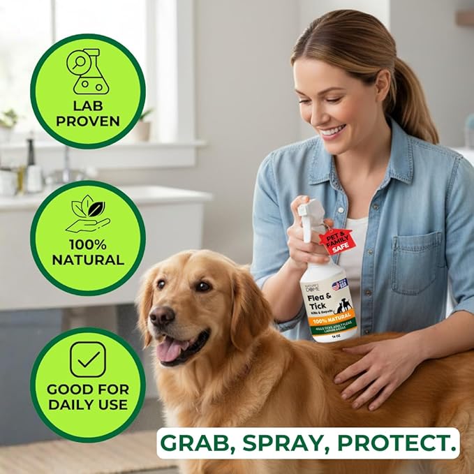 Nature’s Dome Outdoor Flea & Tick Spray – 16 oz – Kills & Repels Fleas, Ticks, Larvae & Eggs – Plant-Based Pest Control – Safe for Pets, Kids & Plants – Ready-to-Use