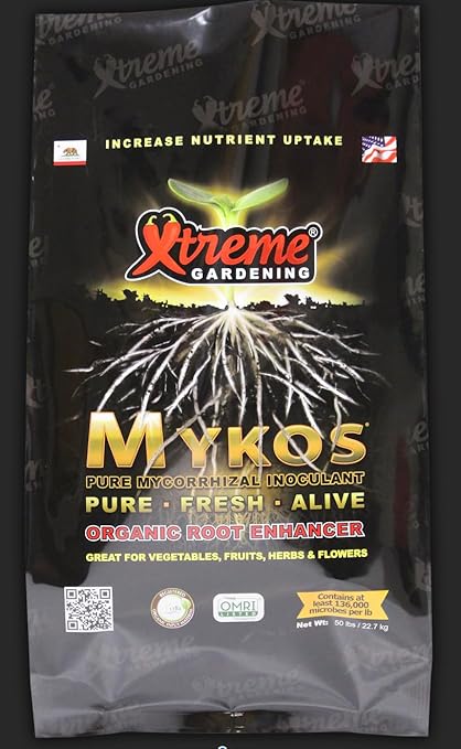 MYKOS Mycorrhizal Fungi 50 lbs, Root Booster, Beneficial Microbes for Plant Growth, Root Stimulator, Concentrated Pure Mycorhizae by Xtreme Gardening, Improves Plant Success