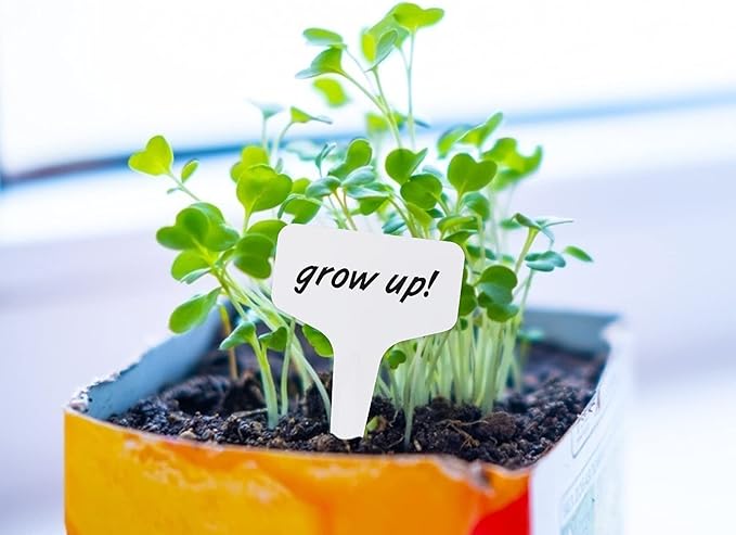 KINGLAKE GARDEN Plant Labels,100PCS 4 Inch Plant Name Tags,T-Type Garden Markers,Nursery Plastic Tags for Outdoor Garden Waterproof,Plant Label Stakes with Permanent Marking Pen