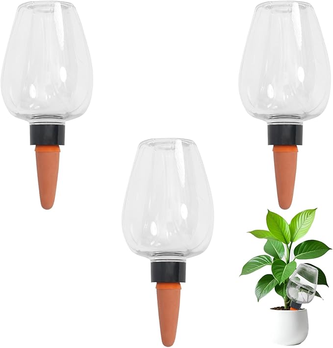3cps Self Plant Watering Globes for Indoor and Outdoor Plants Plastic Automatic Plant Watering Bulbs Insert 12.3 oz with Slow Release Control Water Dripper for Plants