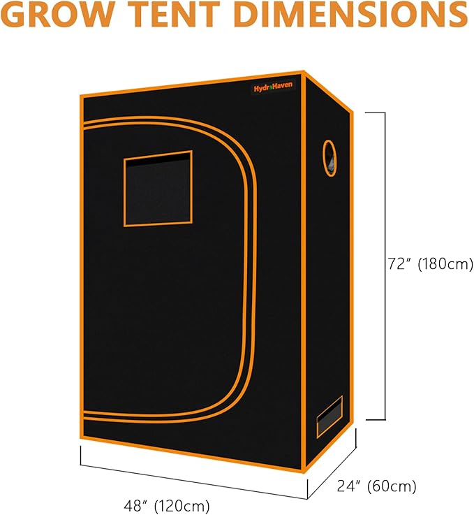 4x2 Grow Tent Kit (48"x24"x71") - Heavy-Duty 600D Diamond Mylar Lining, 98% Reflective, Viewing Window & Waterproof Floor Tray for Hydroponics Indoor Growing
