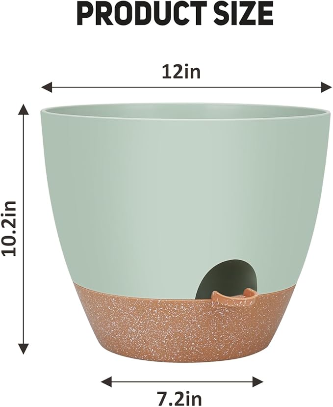 YNNICO 12 inch Large Self Watering Plant Pots, Flower Pots Planters with Multi Mesh Drainage Holes for Indoor Outdoor Garden Plants and Flowers