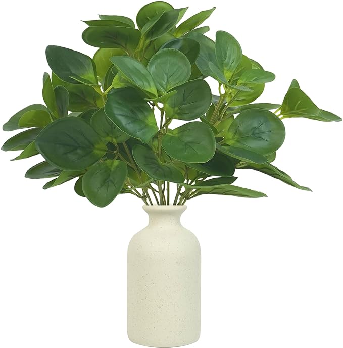 Small Fake Plant in Ceramic Pot, Eucalyptus Potted Artificial Plants Indoor 14" Artificial Greenery UV Resistant Faux Eucalyptus Plant for Bathroom Shelf Office Desk Table Home Decor