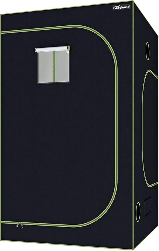Mylar Grow Tent Kit 5x5x6.7 Ft, 600D Oxford Cloth with 19mm Metal Poles, Waterproof Removable Tray, Tool-Free Assembly for Indoor Hydroponic Plant Growing (Black 60"x60"x80")