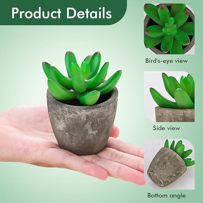 Succulents Plants Artificial Set of 6 Small Realistic Fake Succulent Plant in Pots Realistic Faux Greenery Plants Potted for Home Office Desk Indoor Bedroom Living Room Decoration