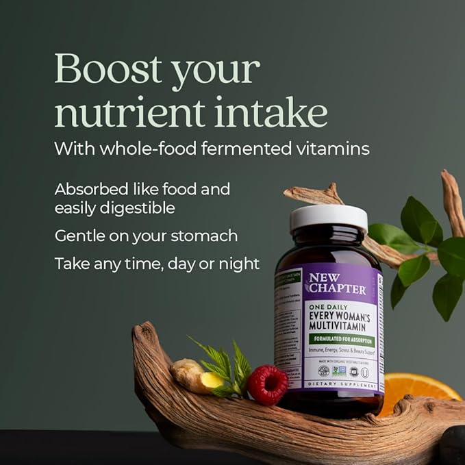 New Chapter Women’s Multivitamin, Iron, B6, B12, Biotin for Hair Growth, D3, Vit C, Zinc for Immune & Stress Support, Gentle on an Empty Stomach, One Daily, Non-GMO, Gluten-Free, 18+, 72 Tablets