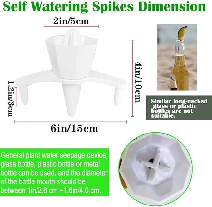 4 Set Durable Automatic Plant Watering Devices, 15~20 Days Large Capacity Plant Watering Spikes, Vacation Self Water Stakes, Plastic Bottle Self Watering Planter Insert, Soak in Boiling Water 1 Night