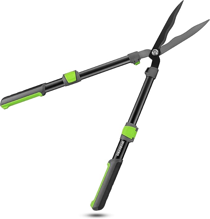 WORKPRO Extendable Hedge Shears, 25"-33" Manual Hedge Clippers, Professional Bush Cutter, Gardening Pruners Scissors, Hedge Trimmers, Shears Gardening Tools for Pruning Borders & Shrubs