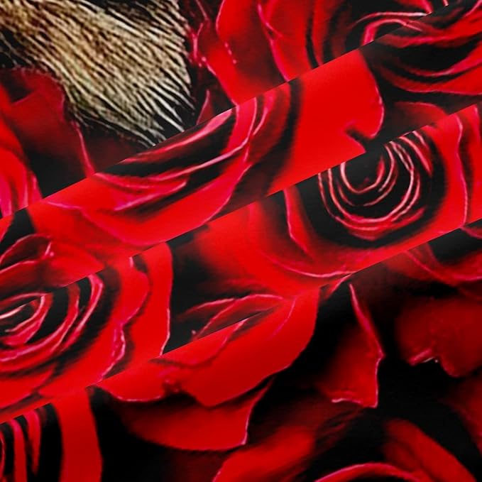 Leopard Print Blackout Curtains,Southwest African Big Cat Cheetah Skin Window Treatments,Tropical Wildlife Woodland Animal Fur Curtains & Drapes 2 Panels 38" Wx54 L,Romance Red Rose Window Curtains