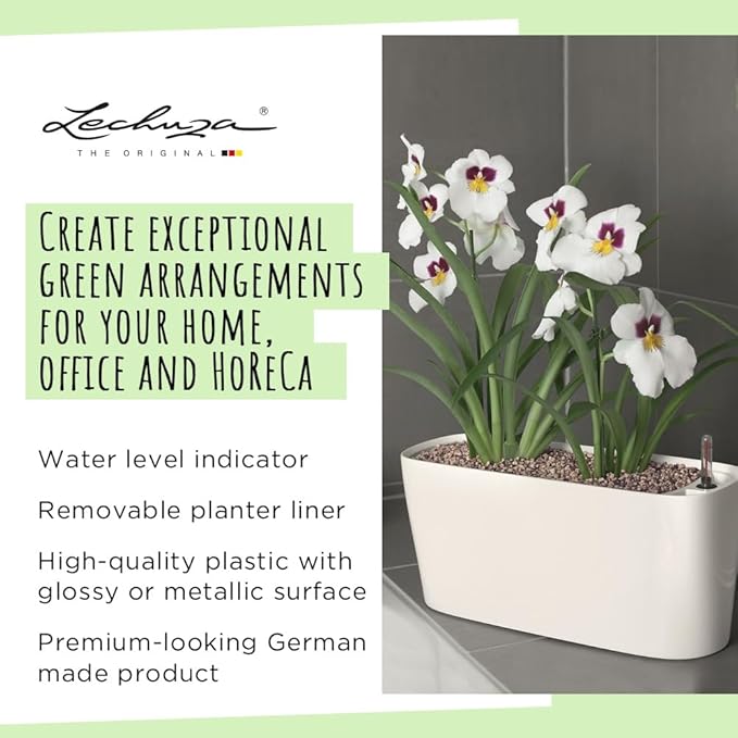 Lechuza Delta 10 Scarlet Red High Gloss, Self-Watering Planter Indoor, H5.1 L11.8 W4.3 in