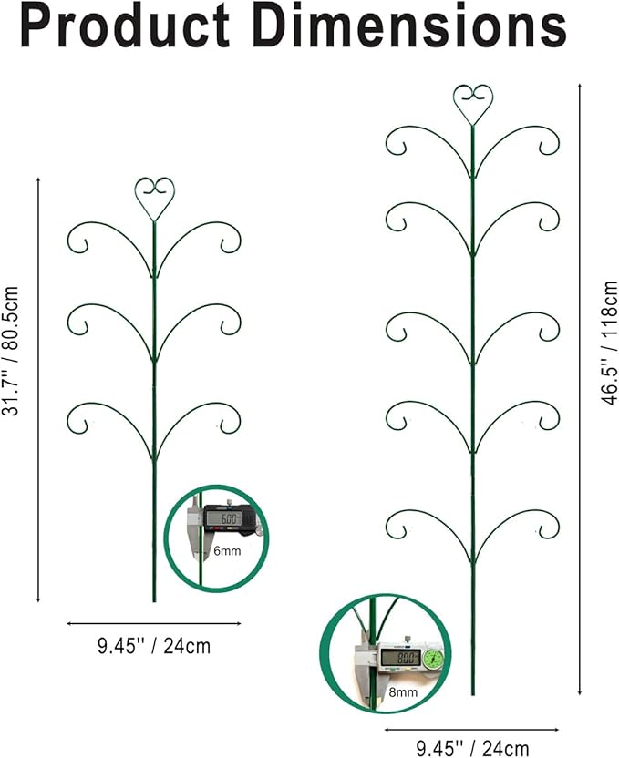 2 Pack Monstera Plant Support, 31” & 46” Adjustable Steel Plant Stakes for Indoor & Outdoor Use, Garden Plant Support for Climbing Potted Plants