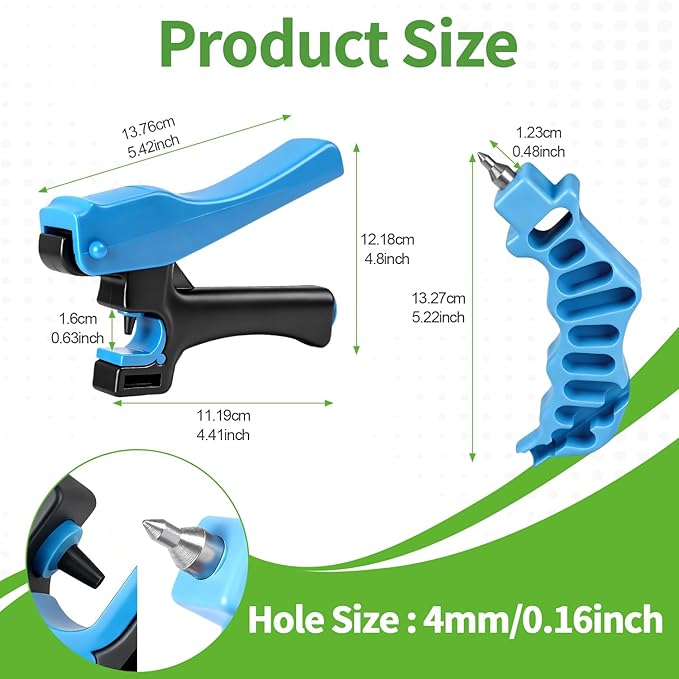 RedChili 2-in-1 Drip Irrigation Tubing Hole Punch Tool Fitting, 2 Pack 1/4 Inch Insertion Tool Set for 1/4" Connectors & Emitters Professional Drip Line Hole Puncher Accessories for Easy Installation
