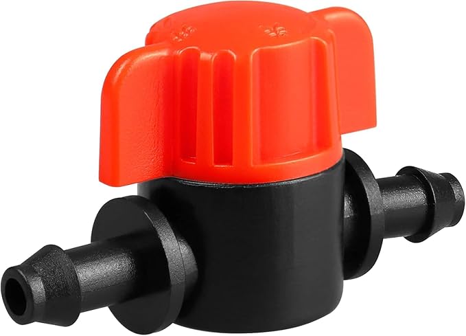 RedChili 25 Pack 1/4" Drip Irrigation Shut Off Valves, in-Line Barbed Ball Valve for 1/4 Inch Drip Irrigation Tubing Anti-Drop Drip Line Water Flow Control Valve Parts for Garden Irrigation System