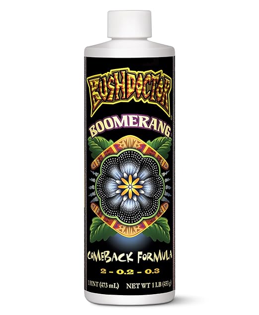 FoxFarm Bush Doctor Boomerang - 2-0.2-0.3 Comeback Formula - Microbial-Based Liquid Plant Fertilizer for Root Zone Support, Immediate Nutrient Uptake - Helps Plants Recover from Abiotic Stress-1 Pint